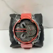 New Diesel DZ7370 Mr Daddy 2.0 Red Silicone Strap Gray Dial Quartz Men's Watch