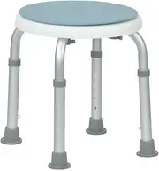 Adjustable Shower Chair with Assist Grab Bar - Anti-Slip Bath Stool for Elderly & Disabled - Durable Aluminum Legs - Tool-Free Assembly (Round)