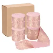 4pcs Chiffon Ribbon, 1 1/2"x5 Yard Silk Ribbon, Light Pink Glitter Fabric Ribbon
