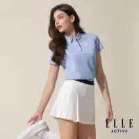 在飛比找momo購物網優惠-【ELLE ACTIVE】女款 休閒拼接短袖POLO衫-藍色