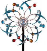 Wind Spinner Metal Kinetic Sculpture Double Pinwheels Outdoor Yard Garden Decor
