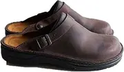 [MBNVBNM] Men Sandals Summer Sandals Men Leather Clogs Slippers Outdoor Rubber Retro Men Flip Flops (Color : Dark Brown, Size : 14)