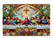 SUNCATCHER- Last Supper Suncatcher, Colorful Acrylic Rectangle Hanging