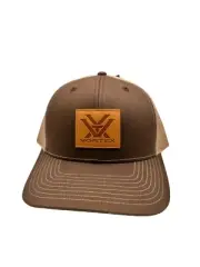 Vortex Hat Baseball Cap Brown/tan Leather Patch SnapBack Snap Back