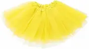 [AIMALL] Women Adults Girls Elegant Polyester Tutu Skirt Princess Dressup Party Costume Ballet Dancewear - 3-Layer Design, Adjustable Waist - Adult and Kids Sizes Yellow
