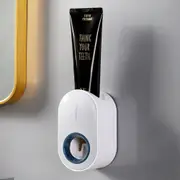 Automatic Toothpaste Squeezer, Wall Mounted Toothpaste Dispenser, Toothbrush Holder, Bathroom Accessories - Grey + Blue