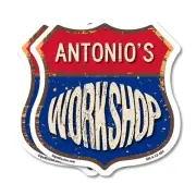 Antonio's Workshop Shield Shaped Sign Weather Resistant Crafted in the USA