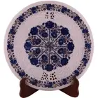 Round Luxury Marble Coffee Table Top Lapis Stone Inlay Entryway Decor 2'x2'