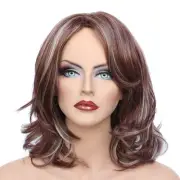 Classic Cap women Synthetic wavy Medium Havana Brown/Blo wig HengFeng LHL02