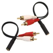 3.5Mm Female to 2 RCA Splitter Male Stereo Audio Y Cable 2-Pack, Gold Plated Ada