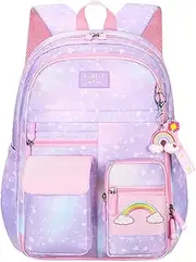 [Generic] Rainbow Backpack - Rainbow Bookbag, Water Resistant Lightweight Preschool Backpacks | Lightweight Water Resistants Rainbow Backpacks with Durables Shoulder Strap for Teen Girls School Bookbags