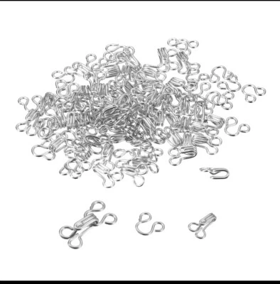 100pcs Sewing Hooks and Eyes Closure for Bra Trousers Skirt Dress, Silver