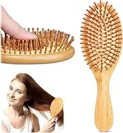 2 Pack Bamboo Hair Brush,Natural Wooden Brush for Women, madam, Paddle Detangling Brush for Massage/Dry/Curly/Thick/Thin/Straight Hair (medium oval)