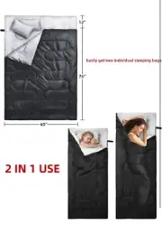 Double Sleeping Bag, Ohuhu Sleeping Bags for Adults with 2 Pillows 2 Person Slee