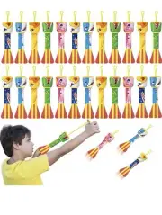 Slingshot Rocket Launchers for Kids – 24 Pack Finger Rockets Outdoor/Indoor Fun