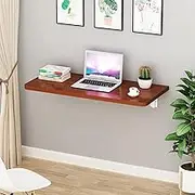 Wall Mounted Folding Table Space Saving Drop Leaf Computer Desk Laundry Table Fold Down Table for Small Space Office Laundry Room/Study/Bedroom (Teak) Wall Table Foldable for Foldi