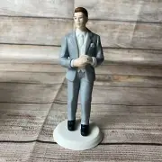 Weddingstar Porcelain Wedding Cake Topper ~ Groom In Grey Tux