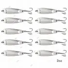 10pcs 2oz Fishing Spoons Hopkins style Hammered Chrome Silver Fish Shorty Lures