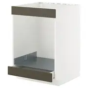 METOD / MAXIMERA base cab for hob+oven w drawer, white/Havstorp brown-beige, 60x60x80 cm