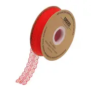 1.2 Inch Wide 50 Yard Lace Ribbon Floral Pattern Red Lace Trim Ribbon