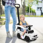 Costway 3-in-1 Licensed Mercedes Benz Ride on Push Car with Push Handle-White