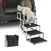 Petzly Foldable Dog Ramps 5 Steps Adjustable Height Dog Stair Portable Aluminium