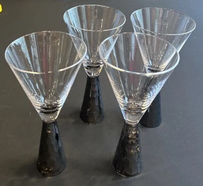 4 - Midas Silver 8 oz. Water or Wine Goblets Glass Z Gallerie