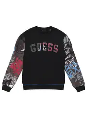 GUESS Black Long Sleeve Active Top (7–16) Size: 12, Cotton