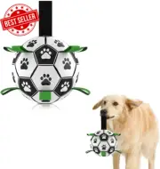 Dog Toys Soccer Ball with Grab Tabs, Interactive Dog Toys for Tug of War, Puppy