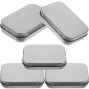 5 Pcs Bin Tin Foil Containers with Lids Card Box Silver Style Travel