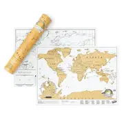 Luckies 42cm Scratch Off Map Travel Edition w/ Foil Hanging Wall Decor White