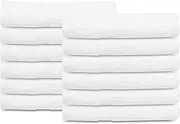12 Pcs New White (20x40) 100% Cotton Terry Bath Towels Salon/Gym Towels Light Weight Fast Drying