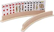 Exqline Wood Curved Playing Card Holder Racks Tray Set of 4 for Kids Seniors Adults - 13.4inch with Widen Base Stable Enough for for Bridge Canasta Foot and Hand