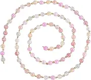 COGCHARGER 3.28 Feet 1 m Handmade Round Pearl Necklaces Made of Crackle Glass, Crystal Glass Bead Necklace with Iron Eyelet Pins, Colourful, for Women and Girls, Jewellery Making