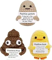 3PC Positive Potato Duck Poo Easter Basket Essentials Handmade Emotional Support Crochet Positive Duck Potato Poo Emotional Support CrochetAnimals Men Women Friends Coworkers Birthday for Him Her