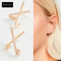 在飛比找Yahoo!奇摩拍賣優惠-SHASHI 紐約品牌 Kriss Kross 金色十字架耳