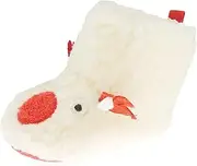 [Glamour Girlz] Baby Girls Boys Cream Plush Christmas Red Nosed Reindeer Boots Booties