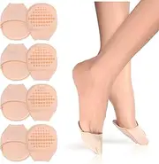 [Lnngub] 4 Pairs Ball of Foot Cushion Socks,Toe Topper Socks Half Socks for Women No Show Liner Toe Topper Socks Women Hidden Toe Covers Socks Toe Topper Liner Socks Women's Toe Cover with Padding, Skin