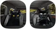 Renewold Automotive Windshield Sunshades 2PCS Sun Shade for Car Front Window Black Cat Animal Driving Car Accessories for Most Sedan SUV Truck Auto Sun Visor Protector Block Heat Sunlight Foldable