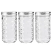 3PK Lemon & Lime 350ml Quilted Glass Conserve Canister Jar Food Storage Clear