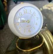 Vintage Style Metal Desk Clock, Retro Table Analog Alarm Clock Silent Non-Tic