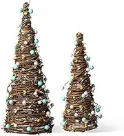 Set of 2 Easter Table Tree with Rattan and Berries for Spring Easter Party Supplies Props