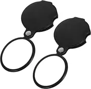 OATIPHO 2pcs Mini Folding Magnifying Magnifier for Seniors Portable Lightweight Tool with Cover for Reading Hobbies Science Classes Travel Use
