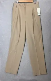 Liz Golf Kylie Pants Women's Size 12 Khaki Straight Leg Coolmax Pleated NWT