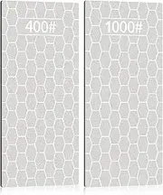 Kalolary 2PCS Diamond Sharpening Stone, Knife Sharpener Stone Whetstone Honeycomb Surface Diamond Sharpener Plate with Non-slip Base for Pocket Knives Scissors, Outdoor Kitchen Tools (400/1000 Grit)