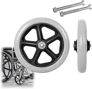 6in/7in/8in Replacement Walker Wheels,Wheelchair Front Casters Solid Tires,Anti-Slip Rubber Wheels for Rollators,Set of 2-Black/Grey (Color : Gray, Size : 6in(15cm))