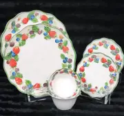 6 Primrose Vtg Strawberry Blueberry Melamine Dinner Salad Plates Tidbit Bowls
