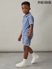 Reiss Airforce Blue Piro 3-9 yrs Textured Towelling Shorts (F45232) | $50