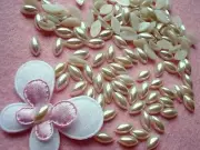 100 Oval Half Pearl Flatback Pearly Embellishment/Plastic/Bead/5x10mm B83 White