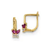 Madi K Kid's Earrings 14k Red and White CZ Butterfly, 0.74 gram